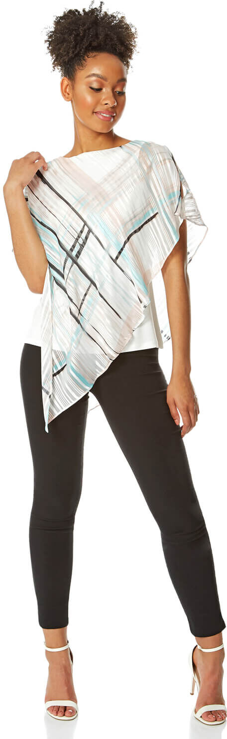 Roman Originals Check Print Asymmetric Overlay Top Roman Originals Check Print Asymmetric Overlay Top