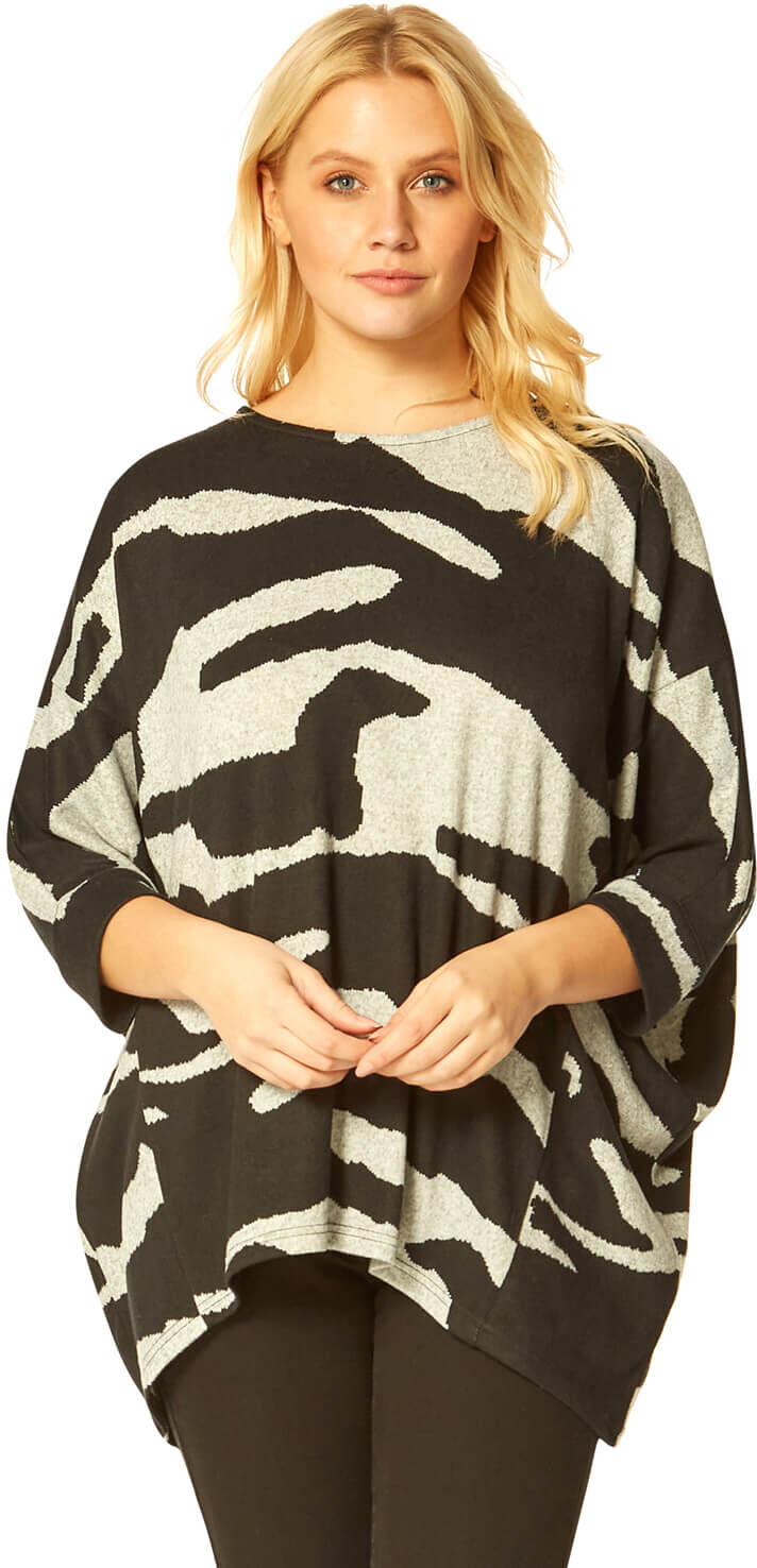 Roman Originals Animal Camo Print Batwing Top Roman Originals Animal Camo Print Batwing Top