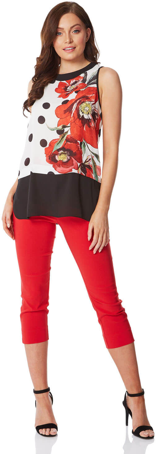 Roman Originals Contrast Layer Spot Floral Top Roman Originals Contrast Layer Spot Floral Top