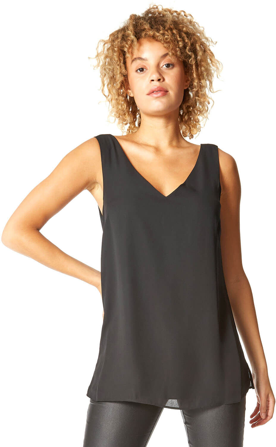 Roman Originals V-Neck Sleeveless Vest Top Roman Originals V-Neck Sleeveless Vest Top