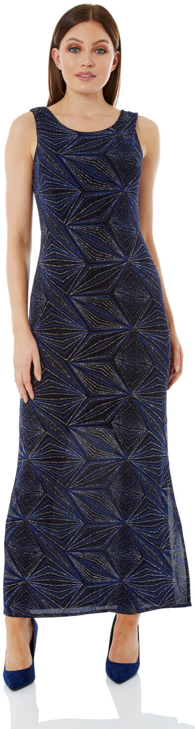 Roman Originals Geometric Glitter Print Maxi Dress Roman Originals Geometric Glitter Print Maxi Dress