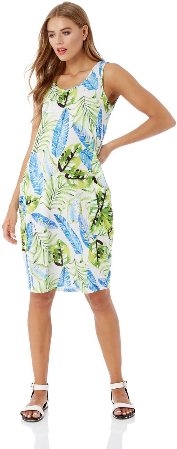 Roman Originals Leaf Print Slouch Pocket Dress Roman Originals Leaf Print Slouch Pocket Dress