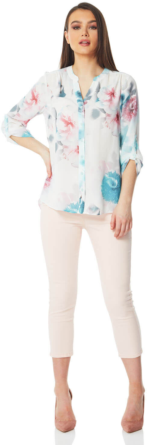 Roman Originals Floral Print Split Back Blouse Roman Originals Floral Print Split Back Blouse