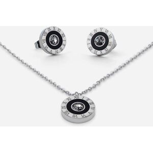 Lilly and Hope Stainless Steel Diamante Clock Pendant and Earring Set in Silver ONE female