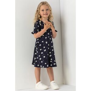 Roman Girls Floral Print Fluted Tea Dress in Navy - Size 2-4