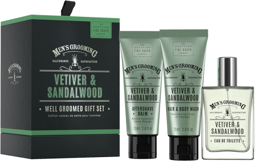 Scottish Fine Soaps Vetiver & Sandalwood Well Groomed Gift Set