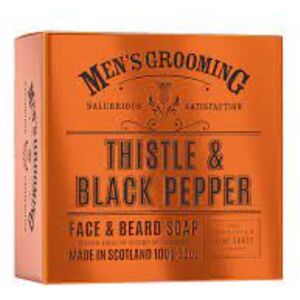 Scottish Fine Soaps Mens Grooming Thistle & Black Pepper Face & Beard Soap 100g Carton Scottish Fine Soaps Mens Grooming Thistle & Black Pepper Face & Beard Soap 100g Carton