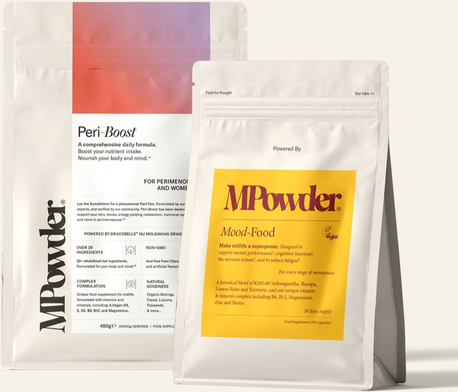 MPowder Peri-Boost 450g & Mood-Food 90 Capsuels 30 Day Supply