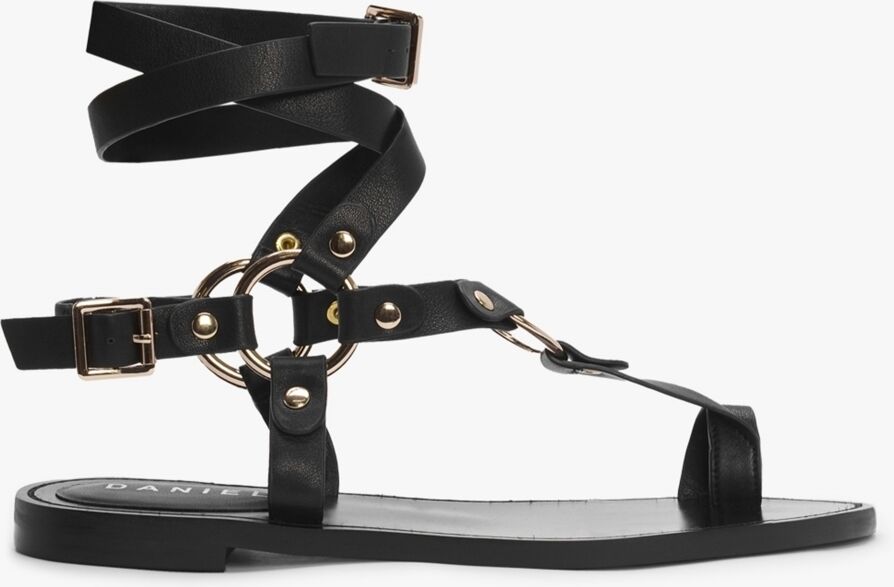 DANIEL Sophie Black Leather Ankle Tie Sandals Colour: Black Leather, S - female