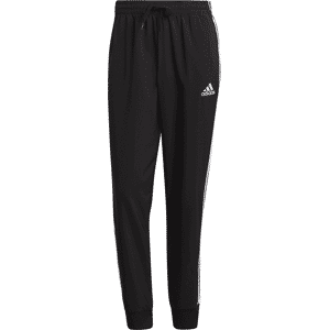 adidas Mens AEROREADY Essentials Tapered Cuff Woven 3-Stripes Pant Colour: Black, Size: Small adidas Mens AEROREADY Essentials Tapered Cuff Woven 3-Stripes Pant Colour: Black, Size: Small