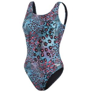 Speedo Womens Allover Deep U-Back Swimsuit Size: 38, Colour: Blue