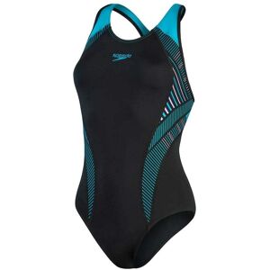 Speedo Womens Placement Laneback Swimsuit Size: 34, Colour: Black/Green