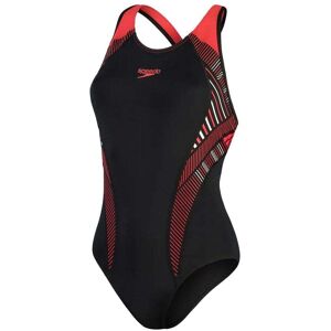 Speedo Womens Placement Laneback Swimsuit Size: 34, Colour: Black/Red