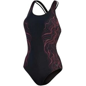 Speedo Womens Shaping Calypso Printed Swimsuit Size: 32, Colour: Black/Pink