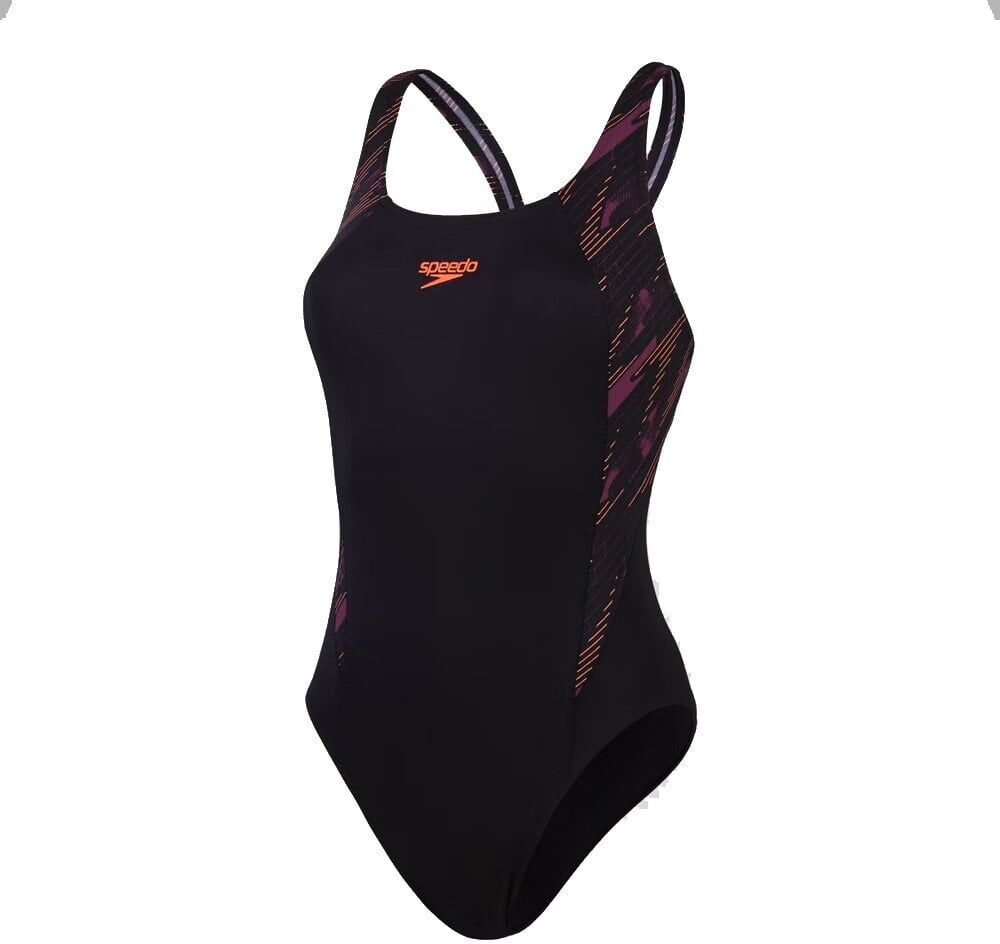 Speedo Womens HyperBoom Splice Muscleback Swimsuit Size: 34, Colour: Black/Purple