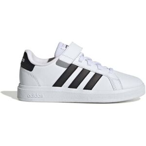 adidas Kids Grand Court Elastic Lace and Top Strap Shoes Size: UK 11c, Colour: White