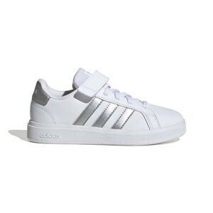 adidas Kids Grand Court Lifestyle Court Elastic Lace and Top Strap Shoes Size: UK 11c, Colour: White