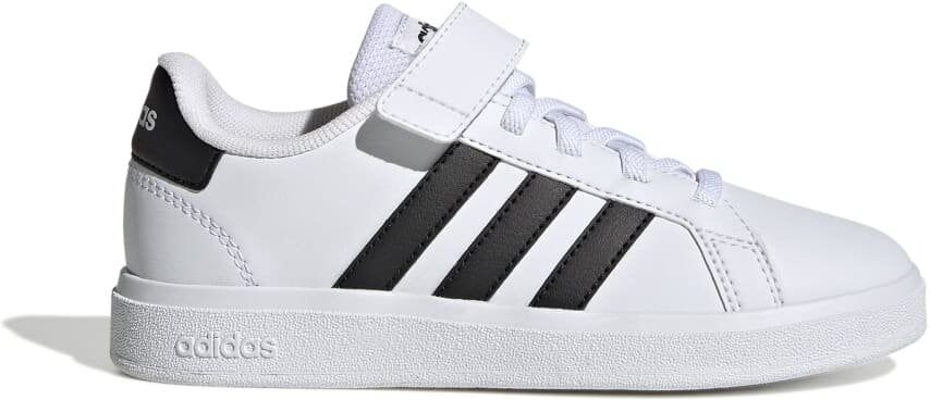 adidas Kids Grand Court Elastic Lace and Top Strap Shoes Size: UK 11c, Colour: White