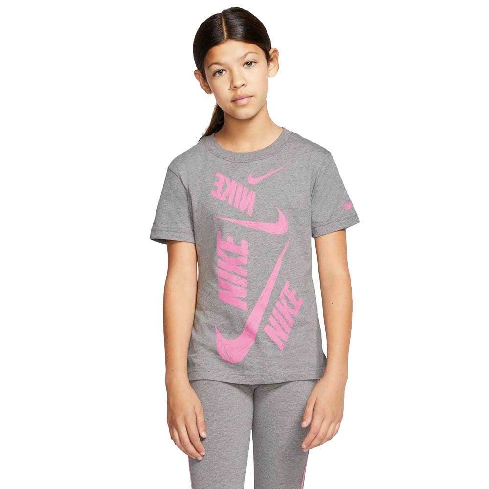 Nike Sportswear Girls Swoosh T-Shirt Size: Youth Large - 12-13 years, Colour: Carbon
