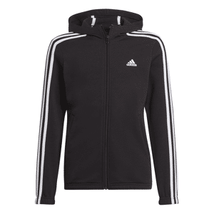 adidas Girls Essentials 3-Stripes Full-Zip Hoodie Colour: Black, Size: 9-10 years