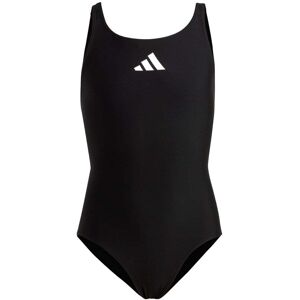 adidas Girls Solid Small Logo Swimsuit Colour: Black, Size: 7-8 years