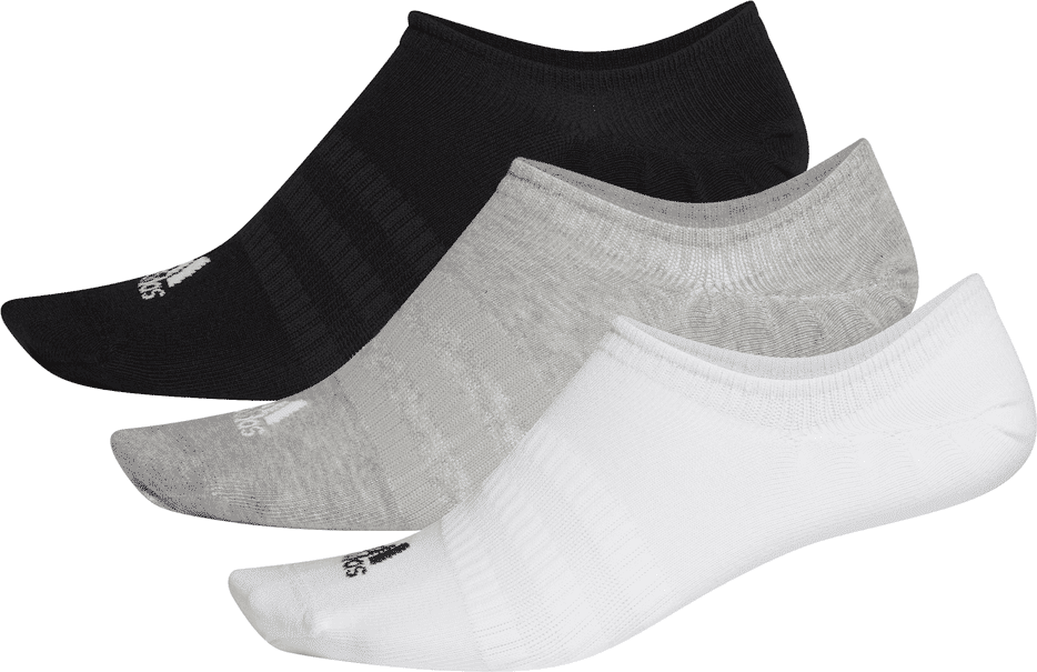 adidas No-Show Socks 3 Pairs Colour: Grey, Size: Large