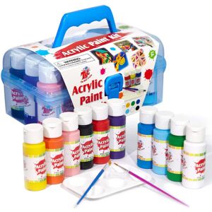 TBC The Best Crafts Acrylic Paints Set Including 10 Bottles Acrylic Paint 0.2 oz Each & 2 Painting Brushes Ideal for Kids & Artists - Brand New