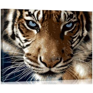 WISKALON Paint by Numbers for Adults Kids Beginner DIY Acrylic Painting by Numbers Kits with Brushes and Acrylic Pigment Home Decoration Gifts - Cat or Tiger 16 x 20 inch (With Wood Frame) - Brand New