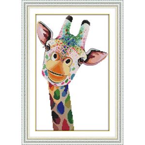 Joy Sunday Stamped Cross Stitch Kits Easy Sewing Patterns Full Embroidery for Girls Crafts DMC Cross-Stitch Supplies Needlework Set-Giraffe 36m×52cm - Brand New