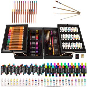 KINSPORY Art Set for Kids, 174PCS Art Kits For Kids, Deluxe Painting Wooden Box Art Set, Coloring Drawing Art Supplies Case Gift for Artists Teens Adults Boys Girls 4 5 6 7 8 9 10 11 12 (Black) - Brand New