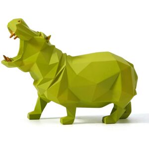 Amoy-Art Hippo Gifts Sculpture Animal Statue Decor Polyresin Home Arts Green 18cm - Brand New