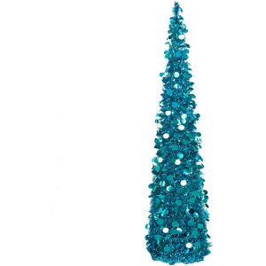 MACTING 5ft Pop up Christmas Tinsel Tree with Stand Easy-Assembly Tinsel Coastal Glittery Christmas Tree for Holiday Xmas Decorations (Silver) - Brand New