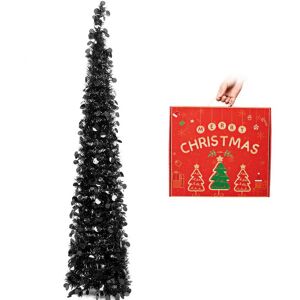 N&T NIETING Christmas Tree, 5ft Collapsible Pop Up Rose Gold Tinsel Christmas Tree with Sequin for Christmas, Party Supplies, Home Display, Office, Fireplace Indoor Decoration - Brand New