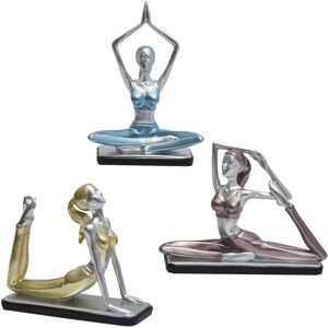 Amoy-Art 3pcs Yoga Sculpture Statue Woman Decor Lady Gifts Polyresin Figurine Arts - Brand New