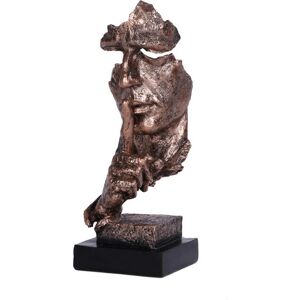 Mubeey Abstract Sculpture Statue Sandstone Resin Keep Silent for Home Desktop Bookshelf Office Decoration 12.4 inches Tall (Bronze) - Brand New