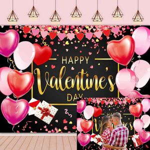 RUYI Happy Valentine's Day Banner Background for Photography 8x6FT Red Pink Hearts Balloons Valentines Decoration Backdrop Holiday Party Supplies for Photo Studio Booth Props - Brand New