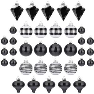 ITART Black Christmas Baubles 36pcs Shatterproof Christmas Tree Decorations 100mm 80mm and 50mm Christmas Tree Ornaments Set - Brand New