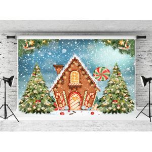 KateHome PHOTOSTUDIOS Kate 2.2x1.5m/7x5ft Christmas Photo Backdrop Christmas Gingerbread House Backdrops Xmas Tree Snowflake Background Microfiber for Christmas Photography Gift Party Props - Brand New