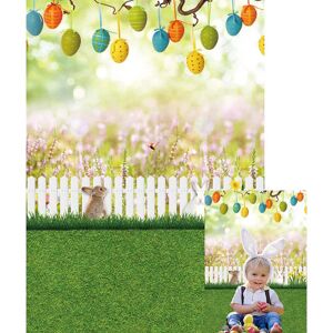 XCKALI Spring Easter Background Happy Easter Backdrop Egg Bunny Green Grass Decoration Baby Shower Banner Photography Photo Supplies (6x8FT) - Brand New