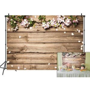 WR Rustic Wood Wedding Flowers Backdrop Wooden Texture Board Floor Wall Floral Photography Backgrounds Bridal Shower Baby Birthday Party Banner Photo Studio Props 8x6FT - Brand New