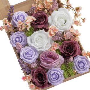 yeeflora Artificial Flowers, Purple and White Fake Flower for DIY Wedding Decorations Flower, Silk Flower Arrangements Artificial Centerpiece for Party Baby Bridal Shower Home Decoration - Brand New