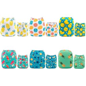 ALVABABY 6pcs Pack Pocket Washable Adjustable Cloth Diapers Nappies + 12 Inserts 6DM05-UK - Brand New