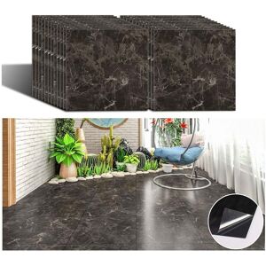 VEELIKE Self Adhesive Floor Tile Light Black Marble Vinyl Flooring Stick on Tiles Kitchen Backsplash Waterproof Floor Stickers for Bathroom Garage Tile Sticker Livingroom Decor 24 Pieces 30cm x 30cm - Brand New