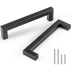 CZC HOME 30 Pack 140mm Cabinet Handles, Stainless Steel Drawer Square Drawer Pulls, 128mm Hole Center Cupboard Handles with 2 Sizes Screws for Kitchen Dresser Door Matte Black - Brand New