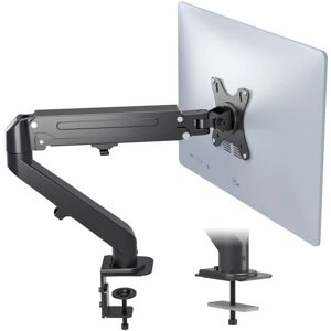 BONTEC Single Arm Monitor Mount for 13-27 inch LCD LED Screen, Height Adjustable Tilt Swivel Rotation Gas Spring Monitor Arm, Desktop Clamp Mount & Grommet Base Install Weight Max 6.5KG, VESA 75/100mm - Brand New