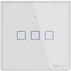 Sonoff Wi-Fi Smart Wall Switch T2UK3C-TX,APP Remote Control & 433MHz RF Control,3 Gang 1 Way,White,Neutral Wire Required - Brand New