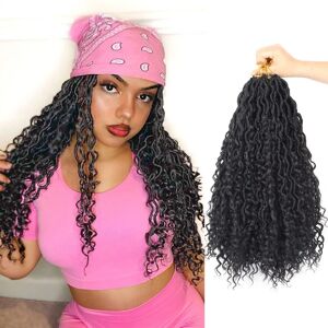 Beyond Beauty New Goddess Locs Crochet Hair 18 Inch 7 packs Pre Looped Curly Goddess Faux Locs Crochet Hair For Black Women Curly In Middle And Ends Synthetic Braiding Hair Extension(1B) - Brand New