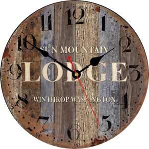 Toudorp Wooden Wall Clock 14 Inch Easy to Read Arabic Numerals Round Vintage Wall Clocks Silent Non-Ticking Home Decor Quartz Wall Clock Battery Operated Retro Rustic Blue Strips Clocks - Brand New