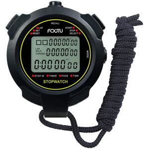 FCXJTU Sports Stopwatch Timer, 100Lap Memory Stopwatch Count down Timer with Pace Mode Waterproof Shockproof Lanyard Battery Included for Running, Swimming, PE, Referee and Coaches (Black) - Brand New