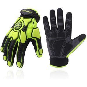 HLDD HANDLANDY Heavy Duty Work Gloves, SBR Padding, TPR Protector Impact Gloves, Men & Women Anti Vibration Mechanic Work Gloves TouchScreen (L, Green) - Brand New